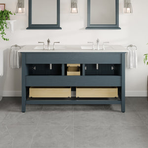 Britney 72 in. Ash Blue Double Sink  Bath Vanity with Carrara Quartz Top and Undermount Porcelain Sinks