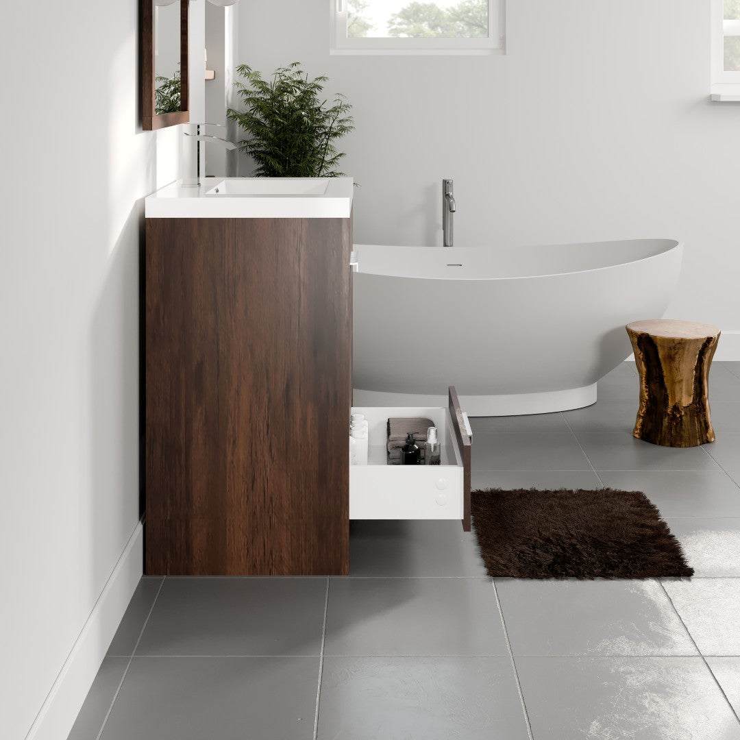 Lugano 24 in. Rosewood Single Sink Bath Vanity with Acrylic Top and Integrated Sink