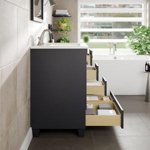 Acclaim 30 in. Dark Gray Single Sink Bath Vanity with Carrara Quartz Top and Undermount Porcelain Sink