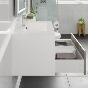 Ashy 32 in. Ash Wall Mount Single Sink Bath Vanity with Acrylic Top and Integrated Sink