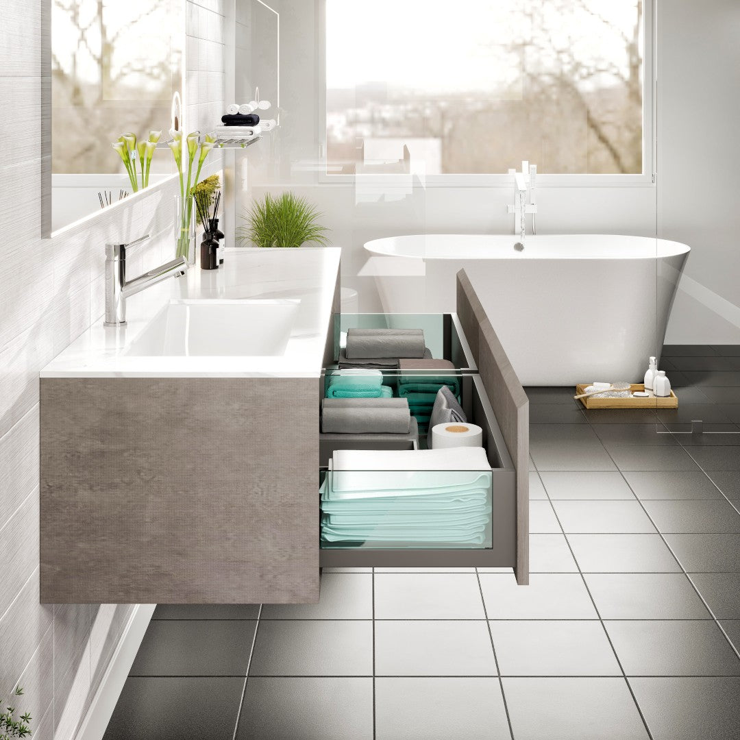 Aurora 60 in. Concrete Gray Wall Mount Single Sink Bath Vanity with Carrara Quartz Top and Undermount Porcelain Sink