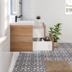 Smile 24 in. White Oak Wall Mount Single Sink Bath Vanity with Acrylic Top and Integrated Sink