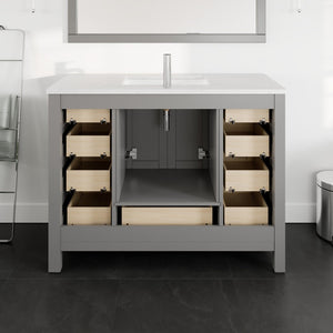 London 48 in. Gray Single Sink Bath Vanity with Carrara Quartz Top and Undermount Porcelain Sink