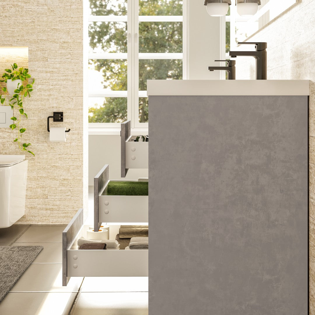 Lugano 84 in. Concrete Gray Double Sink  Bath Vanity with Acrylic Top and Integrated Sinks