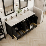 London 60 in. Espresso Double Sink  Bath Vanity with Carrara Quartz Top and Undermount Porcelain Sinks