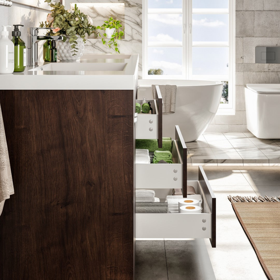 Lugano 84 in. Rosewood Double Sink  Bath Vanity with Acrylic Top and Integrated Sinks