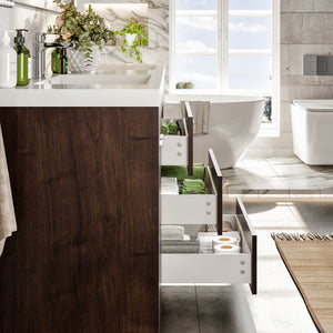 Lugano 84 in. Rosewood Double Sink  Bath Vanity with Acrylic Top and Integrated Sinks