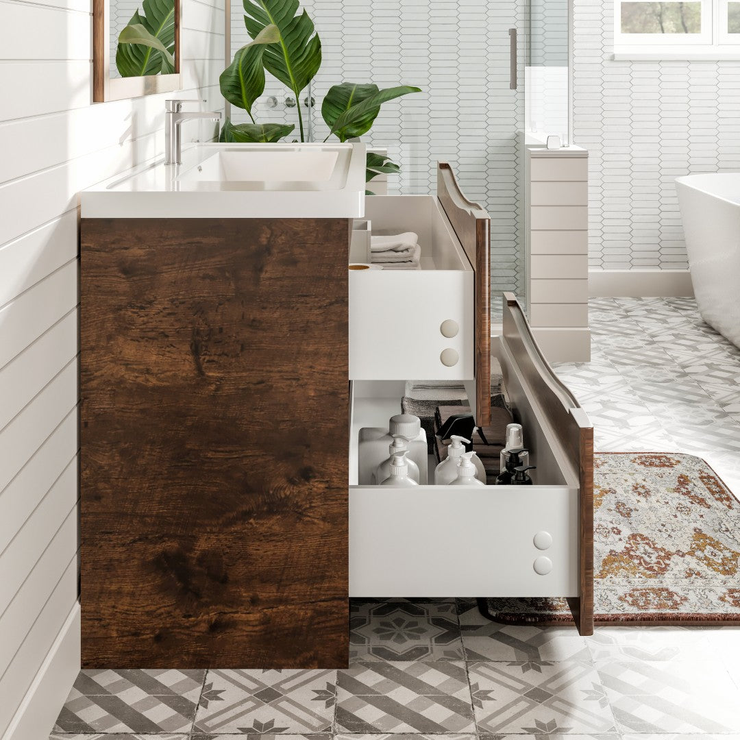 Smile 48 in. Rosewood Single Sink Bath Vanity with Acrylic Top and Integrated Sink