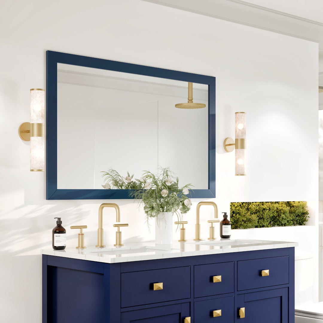 Eviva Acclaim 48" x 30" Rectangular Blue Wooden Framed Mirror