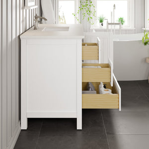Britney 42 in. White Single Sink Bath Vanity with Carrara Quartz Top and Undermount Porcelain Sink
