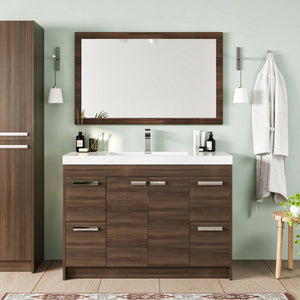 Eviva Sun 48" x 32" Rectangular Gray Oak Wooden Framed Mirror