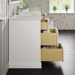 Epic 60 in. White Single Sink Bath Vanity with Carrara Quartz Top and Undermount Porcelain Sink