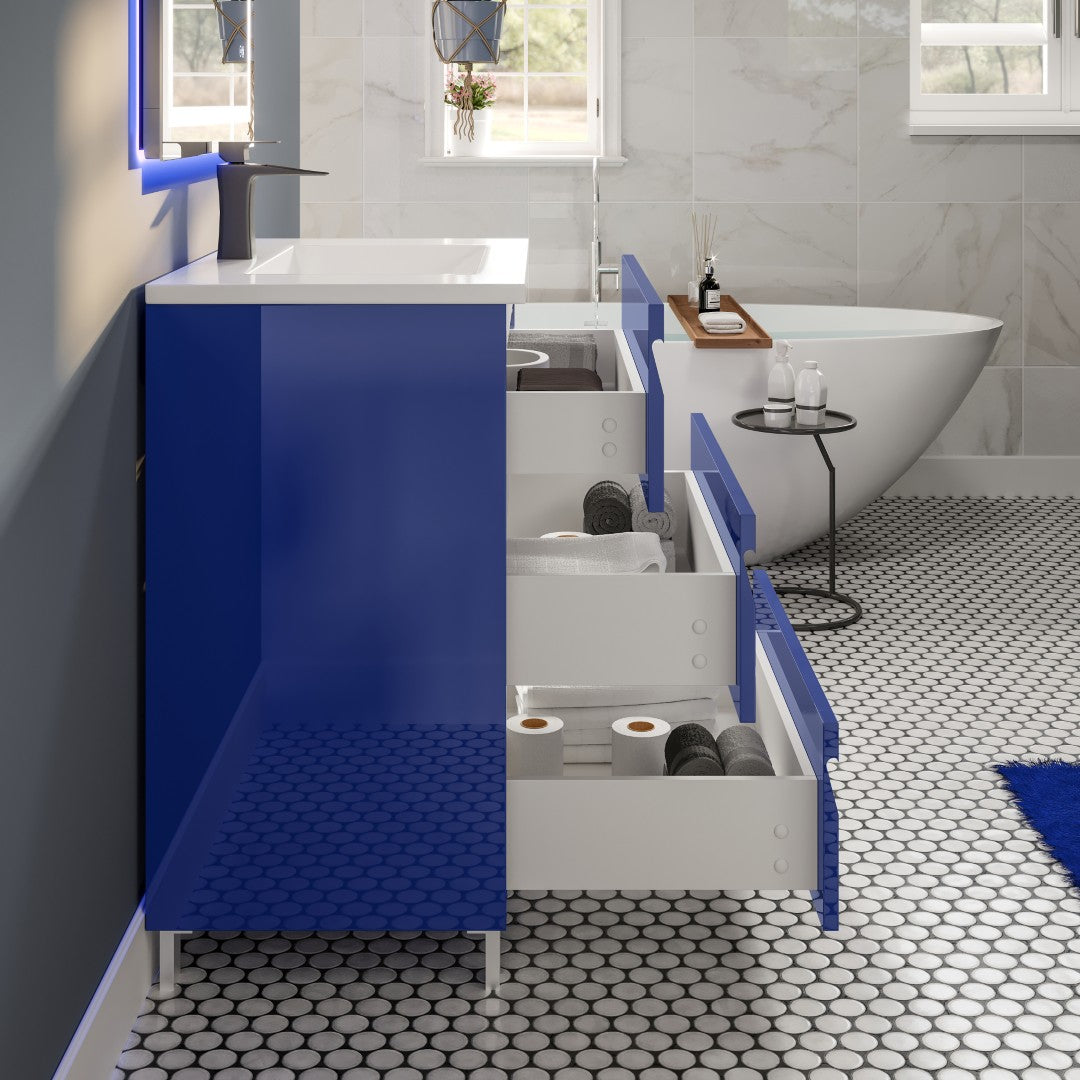 Joy 32 in. Blue Single Sink Bath Vanity with Porcelain Top and Integrated Sink
