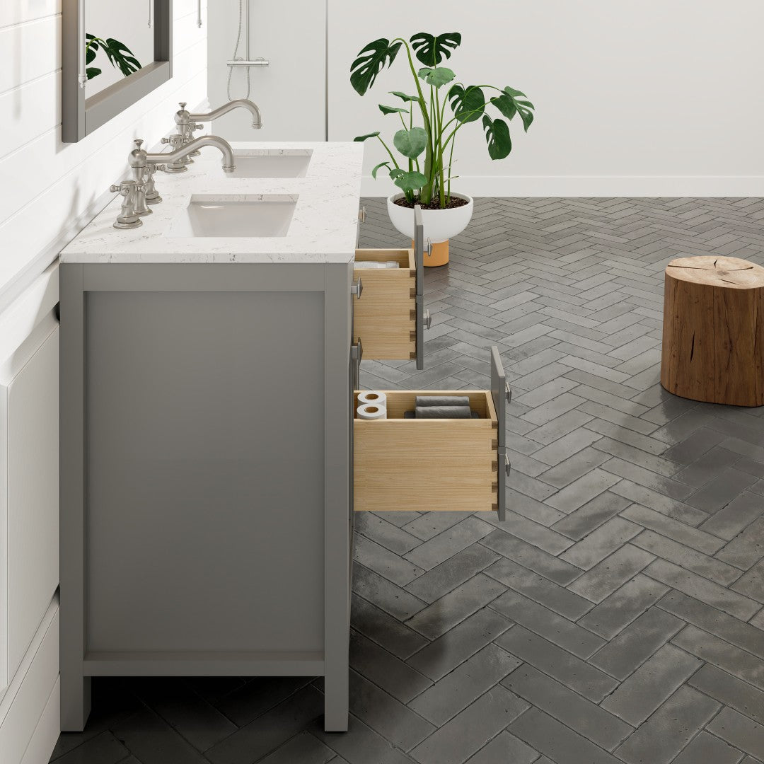 Artemis 44 in. Gray Double Sink  Bath Vanity with Engineered Top and Undermount Porcelain Sinks