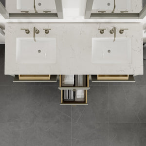 Artemis 60 in. Gray Double Sink  Bath Vanity with Engineered Top and Undermount Porcelain Sinks