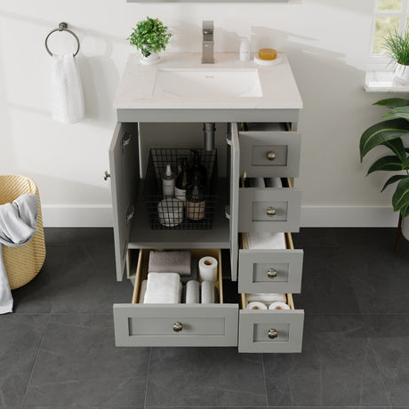Acclaim 24 in. Gray Single Sink Bath Vanity with Carrara Quartz Top and Undermount Porcelain Sink