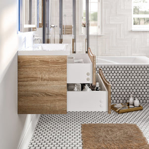 Smile 36 in. White Oak Wall Mount Single Sink Bath Vanity with Acrylic Top and Integrated Sink