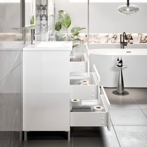 Joy 24 in. White Single Sink Bath Vanity with Porcelain Top and Integrated Sink