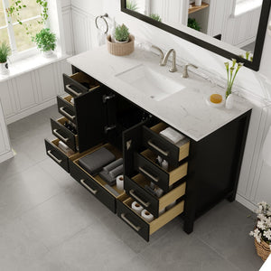 Aberdeen 48 in. Espresso Single Sink Bath Vanity with Carrara Quartz Top and Undermount Porcelain Sink