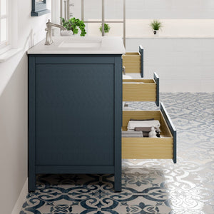 Britney 36 in. Ash Blue Single Sink Bath Vanity with Carrara Quartz Top and Undermount Porcelain Sink