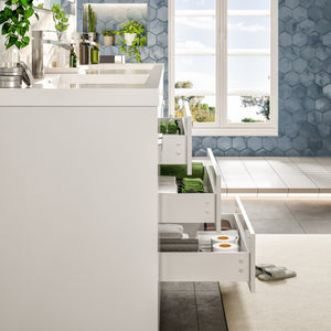 Lugano 84 in. White Double Sink  Bath Vanity with Acrylic Top and Integrated Sinks