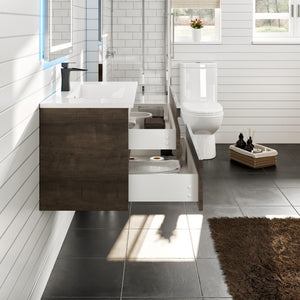 Joy 36 in. Rosewood Wall Mount Single Sink Bath Vanity with Porcelain Top and Integrated Sink