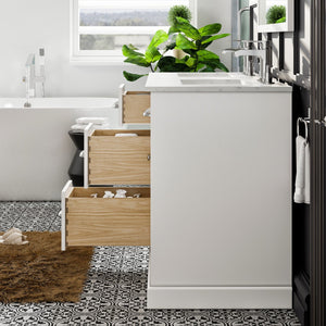Epic 48 in. White Double Sink  Bath Vanity with Carrara Quartz Top and Undermount Porcelain Sinks