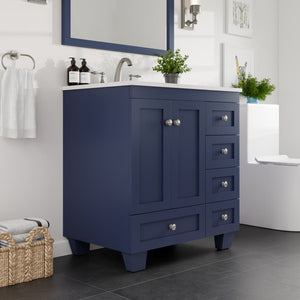 Acclaim 30 in. Blue Single Sink Bath Vanity with Carrara Quartz Top and Undermount Porcelain Sink