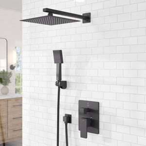 Eviva Edge Shower System with Slide Bar Hand-Shower and Thermostatic Valve in Matte Black