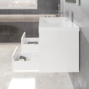 Lugano 36 in. White Wall Mount Single Sink Bath Vanity with Acrylic Top and Integrated Sink