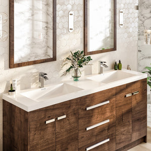 Lugano 72 in. Rosewood Double Sink  Bath Vanity with Acrylic Top and Integrated Sinks