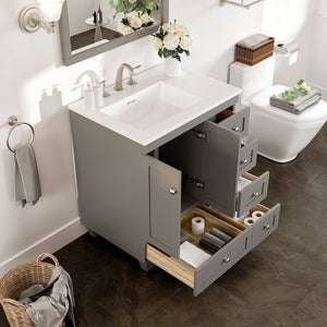 Acclaim 28 in. Gray Single Sink Bath Vanity with Carrara Quartz Top and Undermount Porcelain Sink