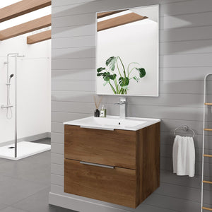Eviva Sax 24" x 30" Rectangular Brushed Nickel Metal Framed Mirror
