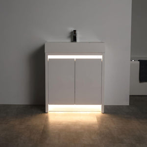 Blossom Capri 30″ Vanity with Dual LED Illumination - Glossy White & Classic Oak