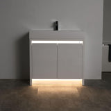 Blossom Capri 36″ Vanity with Dual LED Illumination - Glossy White & Classic Oak