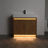 Blossom Capri 36″ Vanity with Dual LED Illumination - Glossy White & Classic Oak