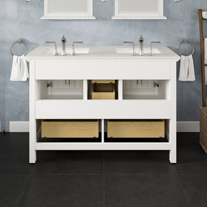 Britney 48 in. White Double Sink  Bath Vanity with Carrara Quartz Top and Undermount Porcelain Sinks