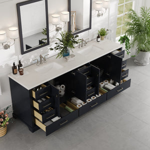 Storehouse 84 in. Dark Gray Double Sink  Bath Vanity with Carrara Quartz Top and Undermount Porcelain Sinks