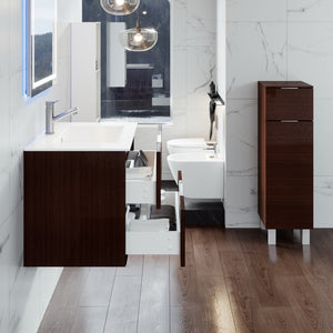 Galsaky 28 in. Wenge Wall Mount Single Sink Bath Vanity with Porcelain Top and Integrated Sink