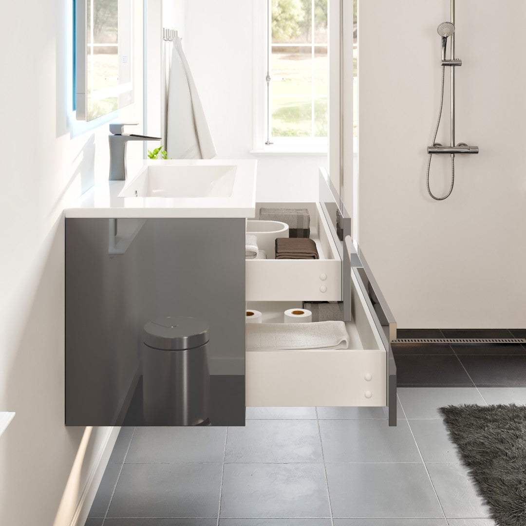 Joy 40 in. Gray Wall Mount Single Sink Bath Vanity with Porcelain Top and Integrated Sink
