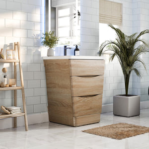 Victoria 25 in. White Oak Single Sink Bath Vanity with Acrylic Top and Integrated Sink