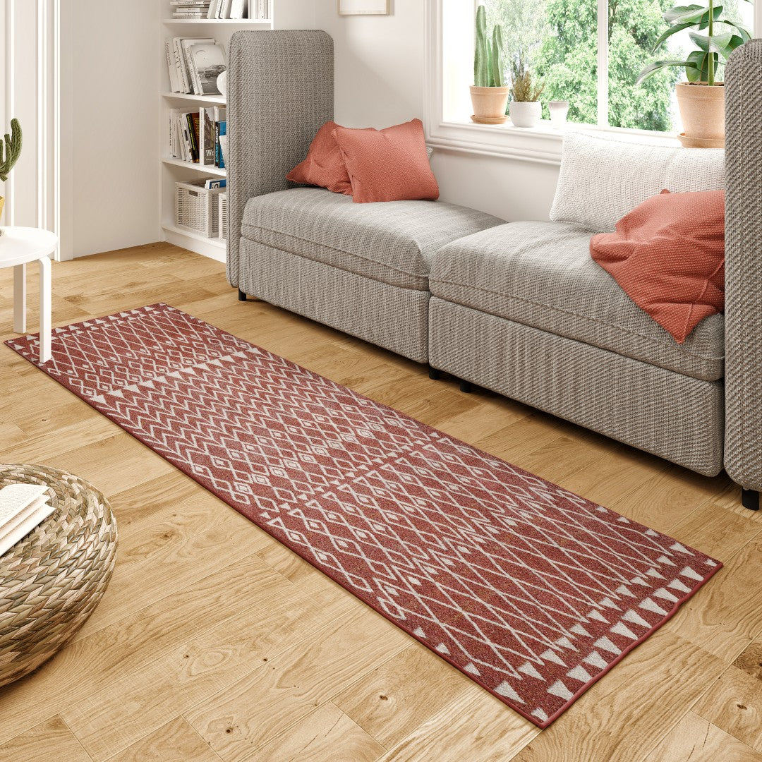 Eviva Loops 2' x 8' Ikat Orange/Cream Rug