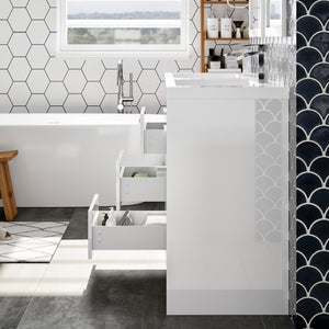 Lugano 48 in. White Double Sink  Bath Vanity with Acrylic Top and Integrated Sinks