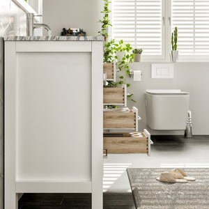 Eviva London 36 X 18 Inch White Bathroom Vanity with Marble Countertop
