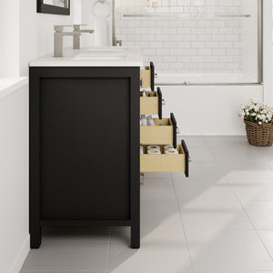 London 48 in. Espresso Double Sink  Bath Vanity with Carrara Quartz Top and Undermount Porcelain Sinks