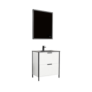Zurich 30" Vanity – Glossy White & Metal Grey with Soft-Close Drawers & Ample Storage