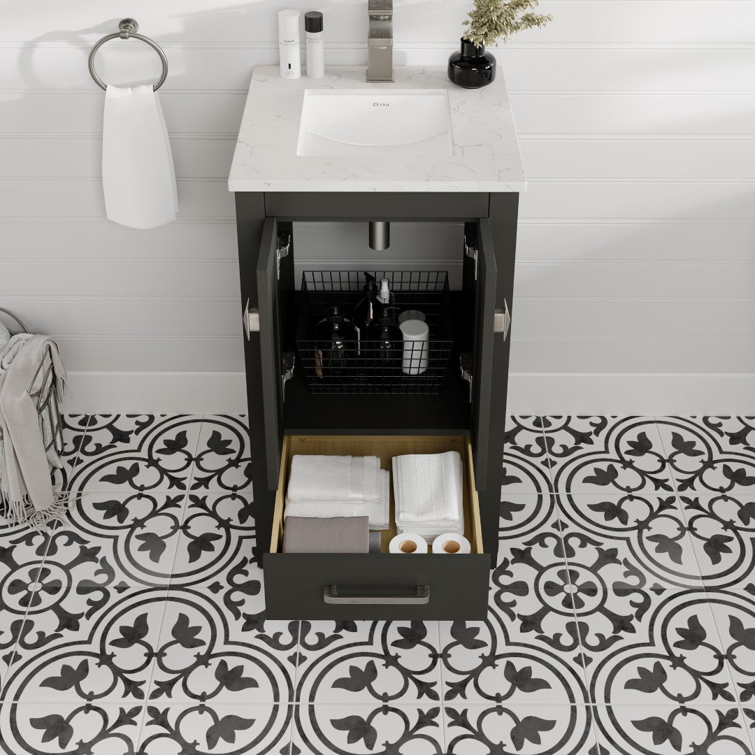 London 20 in. Espresso Single Sink Bath Vanity with Carrara Quartz Top and Undermount Porcelain Sink