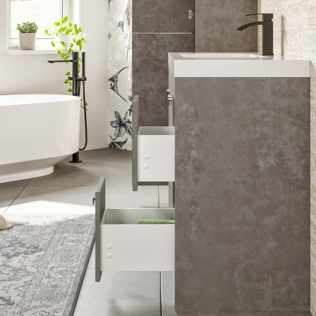 Lugano 48 in. Concrete Gray Single Sink Bath Vanity with Acrylic Top and Integrated Sink