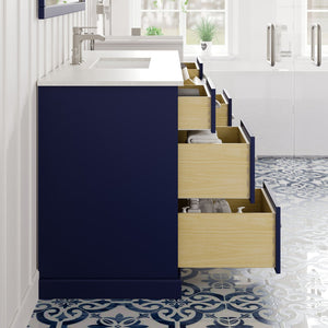 Epic 60 in. Blue Single Sink Bath Vanity with Carrara Quartz Top and Undermount Porcelain Sink