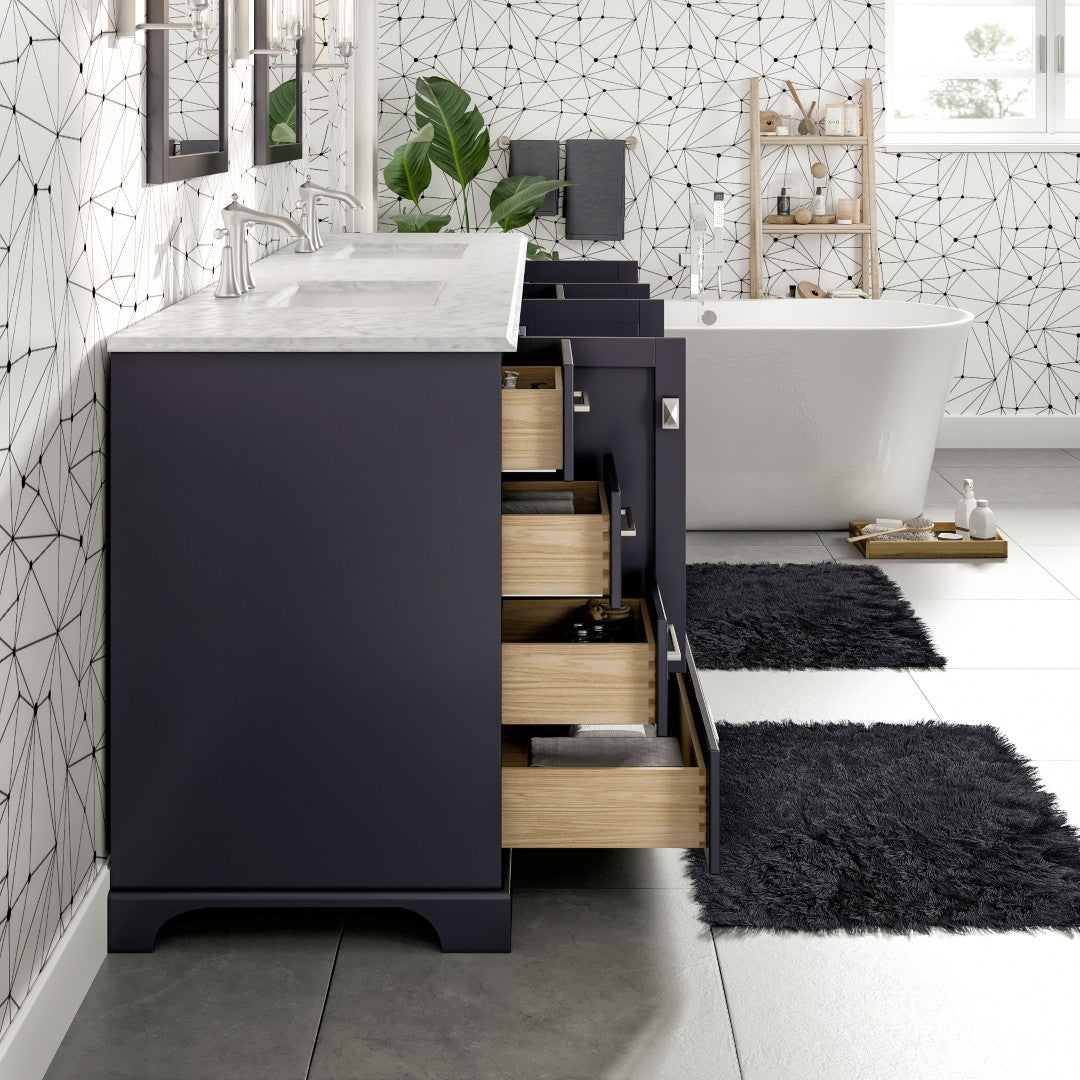Storehouse 84 in. Dark Gray Double Sink  Bath Vanity with Carrara Marble Top and Undermount Porcelain Sinks